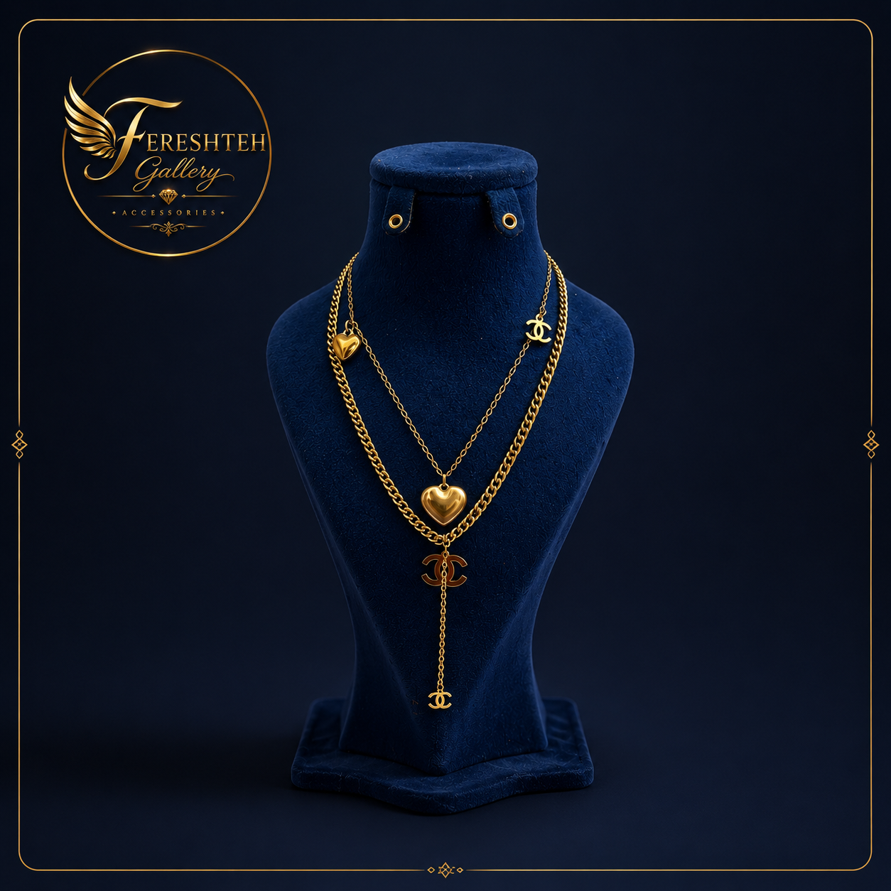 گردنبند شنل چند لاین استیل ۴۵ سانتی